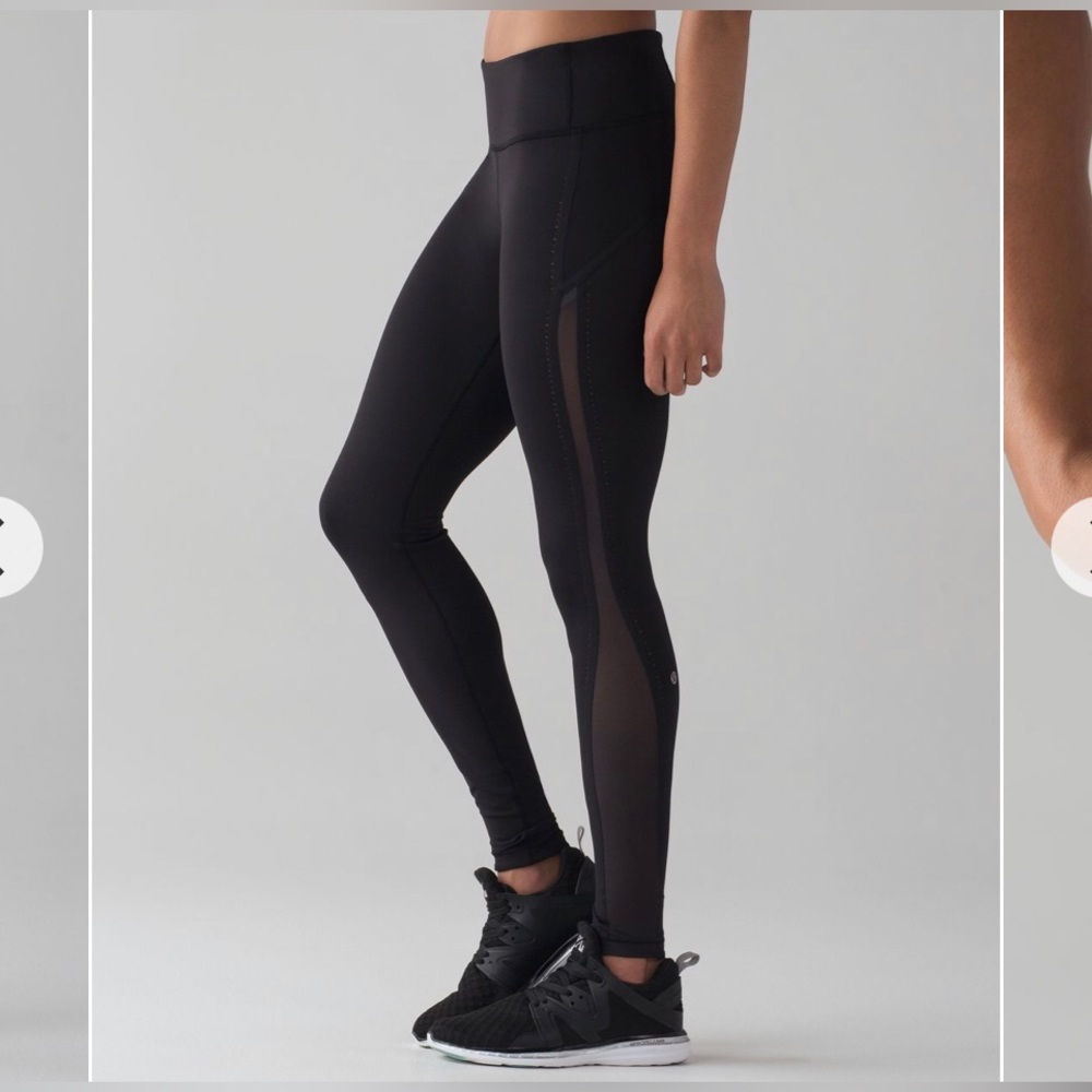 Lululemon Smooth Stride Tight Scalloped Mesh Legging Black Size 6